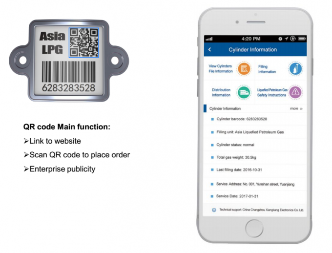 128 QR Code LPG Gas Tracking Barcode Scanning Technology