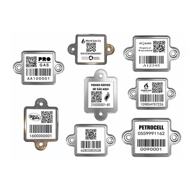 Metal Tracking LPG Cylinder Barcode Tags Vertical QR Label
