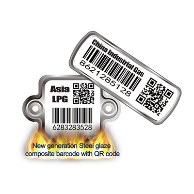Metal Ceramic Bar Code Tag For Liquid Gas Cylinder Tracking High Temperature Resistance
