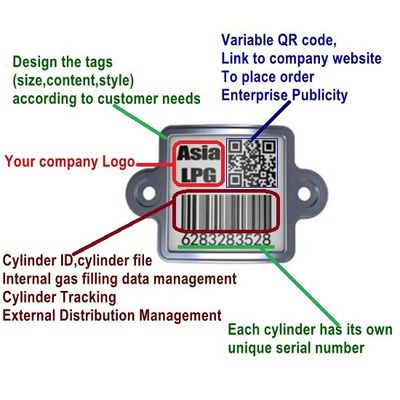 Cooking Gas Cylinder Tracking Barcode Gas Tank Qr Asset Tags UV Protection