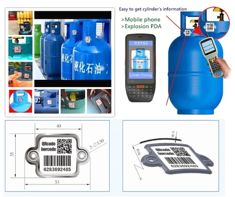 2D Codes Scanning Metal Cylinder Barcode Tags For Tracking Gas Cylinder
