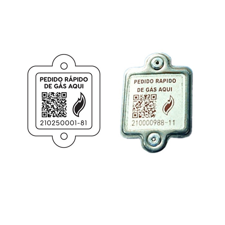 Metal Tracking LPG Cylinder Barcode Tags Vertical QR Label