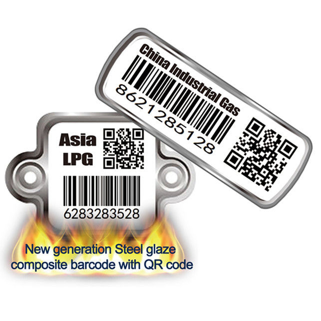 Lpg Cylinder Barcode Tag Corrosion Resistance White Base Black Word Easy To Read