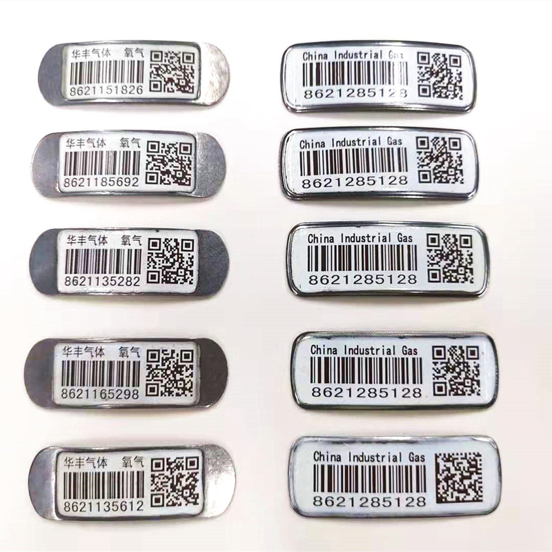 Industrial Gas Cylinder Metal Barcode Labels Anti UV Waterproof